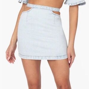 NWT Revolve WeWoreWhat Cut Out Mini Denim Skirt
